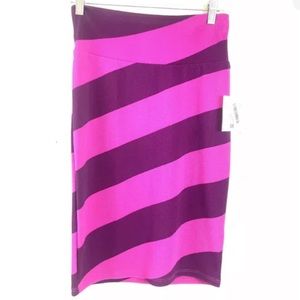 Lularoe Cassie Skirt XS X-Small NWT Purple Pink Ribbed Stretchy Knee Length
